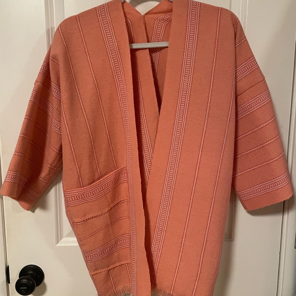Peach Striped Women's Sweater